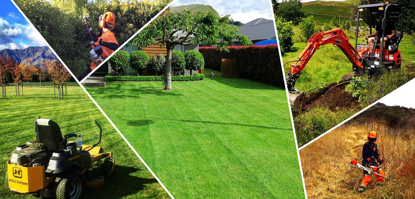 Údržba zahrady a péče o zeleň - sekání trávy a řezání stromů.